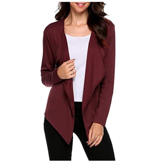 Sweaters - Women's Open Front Long Sleeve Knitted Cardigan